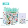 16.5 Extra Large Dinosaur Happy Birthday Gift Bag Set with Handles, Greeting Card, Tissue Papers and Stickers for 1st Birthday 2 Year Old Boys, Girls', or Kids' Party, Baby Shower, Newborn, New Moms or Parents, 1 Pcs view 2