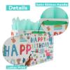16.5 Extra Large Dinosaur Happy Birthday Gift Bag Set with Handles, Greeting Card, Tissue Papers and Stickers for 1st Birthday 2 Year Old Boys, Girls', or Kids' Party, Baby Shower, Newborn, New Moms or Parents, 1 Pcs view 4