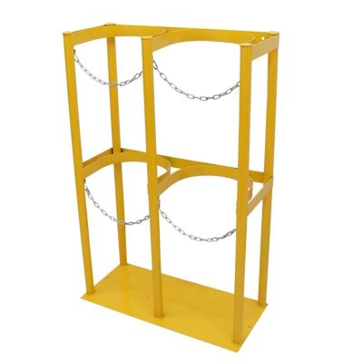 CHZDPP Gas Cylinder Organizer Shelf, Double Cylinders Fixed Rack for Storage 40 L/10.6 Gal Argon Oxygen Acetylene, Fire Extinguisher Fixing Bracket for Laboratory Factory(Yellow,11.4inch/29cm)