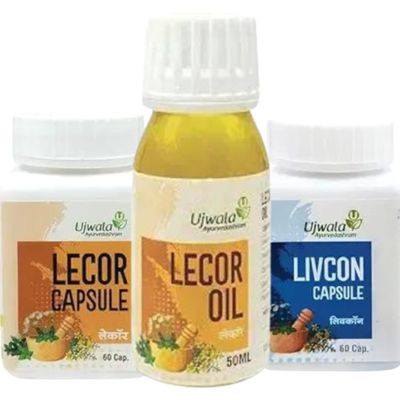 Lecor Capsule, Livcon Capsule and Lecor Oil Combi Kit for Leucoderma, Vitiligo and White Patches(3 Items in The Set) - by Cordial