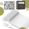 Trendables 120 Pack White Plastic Forks - 120 Count, Disposable, Fine, Gloss, Durable, Classy, Perfect for Parties view 2