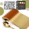 Gold Plastic Spoons Disposable Silverware 120 Pack Gold Plastic Cutlery Set Disposable Gold Silverware Set - Beautiful Gold Plastic Silverware Plastic Utensils Set Gold Spoons By Trendables view 2