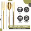 Gold Plastic Spoons Disposable Silverware 120 Pack Gold Plastic Cutlery Set Disposable Gold Silverware Set - Beautiful Gold Plastic Silverware Plastic Utensils Set Gold Spoons By Trendables view 3