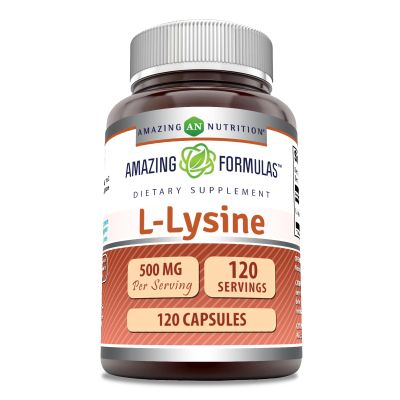 Amazing Formulas L-Lysine 500 mg Capsules Amino Acid Supplement | Non-GMO | Gluten Free | Made in USA (120 Count)
