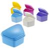 AmeriCan Goods 6/Pcs Denture Bath Box Storage Case 3" Random Color Plastic Denture Holder Container Travel Denture Cup view 2
