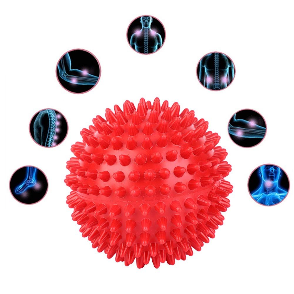 Akozon Compact Plastic Massage Roller Ball with Spikes, Finger & Body Relaxation Fitness Tool 9cm, Green (Small Size 7.5cm)