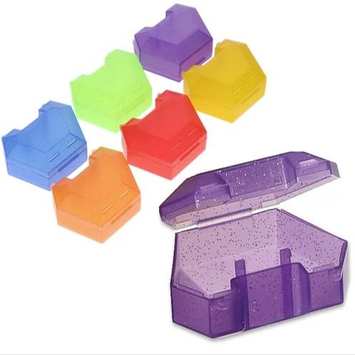 AmeriCan Goods 6/Pcs Premium Glitter Denture Bath Case Box Retainer, Splint & Night Guard Storage, Travel Container