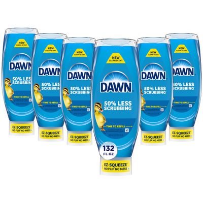 Dawn Ultra EZ-Squeeze Dish Soap Liquid, Dishwashing Liquid, Grease Removal, Upside Down Bottle, Original, 6x22 Fl Oz Bundle