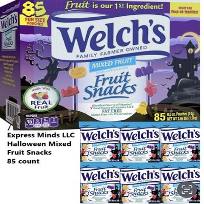Welchz Mixed Fruit Snacks | Individually Wrapped Assorted Snacks for Kids & Adults | (85 Pouches 0.8 Oz Each -, Halloween Shaped Gummy Fruit Snacks)