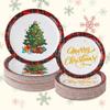 castletassel 160 PCS Christmas Paper Plates, Red Buffalo Plaid Christmas Disposable Plates Merry Christmas Dinner Dessert Plates Dinnerware Set Party Supplies Table Decorations view 1