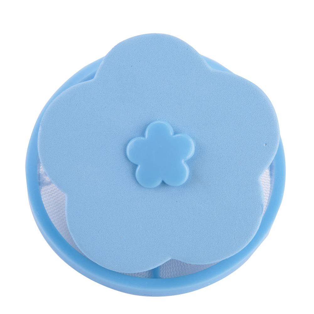 2PCS Lint Catcher for Laundry, Plum Blossom Shape Washing Machine Floating Lint Mesh Bag Floating Filter Net, Flower Shape Pet Hair Remover for Laundry (Blue)