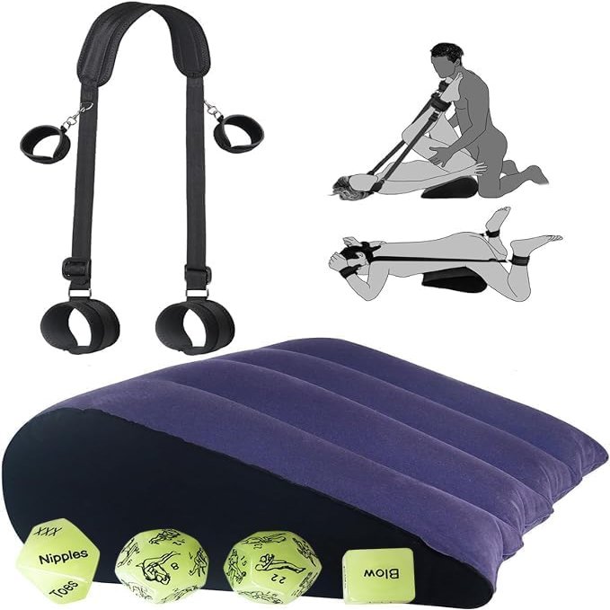 2024 Upgraded Portable Wedge Pillow Inflatable Cushion Sex Furniture for Couples Bedrrom Frequent Flyer Adult Wedge Pillow Cushion Hanging Pillow Sling Heavy Duty Stuff Sweater Yoga PHY8