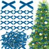 100 Pcs Blue Mini Velvet Bows 3 X 2 Inches Small Christmas Bows for Christmas Tree Wreath Garland Home Wedding Decoration view 1