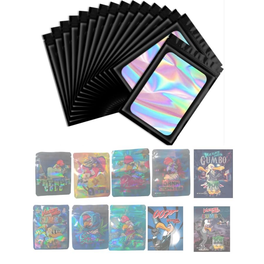 100pcs Mylar Bags, Candy Bags, 1 Special Cartoon Pattern, 5 x 4 Inch Resealable Candy Bags, Gummies Bags, Storage Baggies