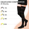 2 Pack 20-30mmHg Compression Stockings for Women & Men, WINGEDSOUL Thigh High Closed Toe Compression Socks for Women, Graduated Support Compression Stockings for Edema,Medium.Black & Beige view 4