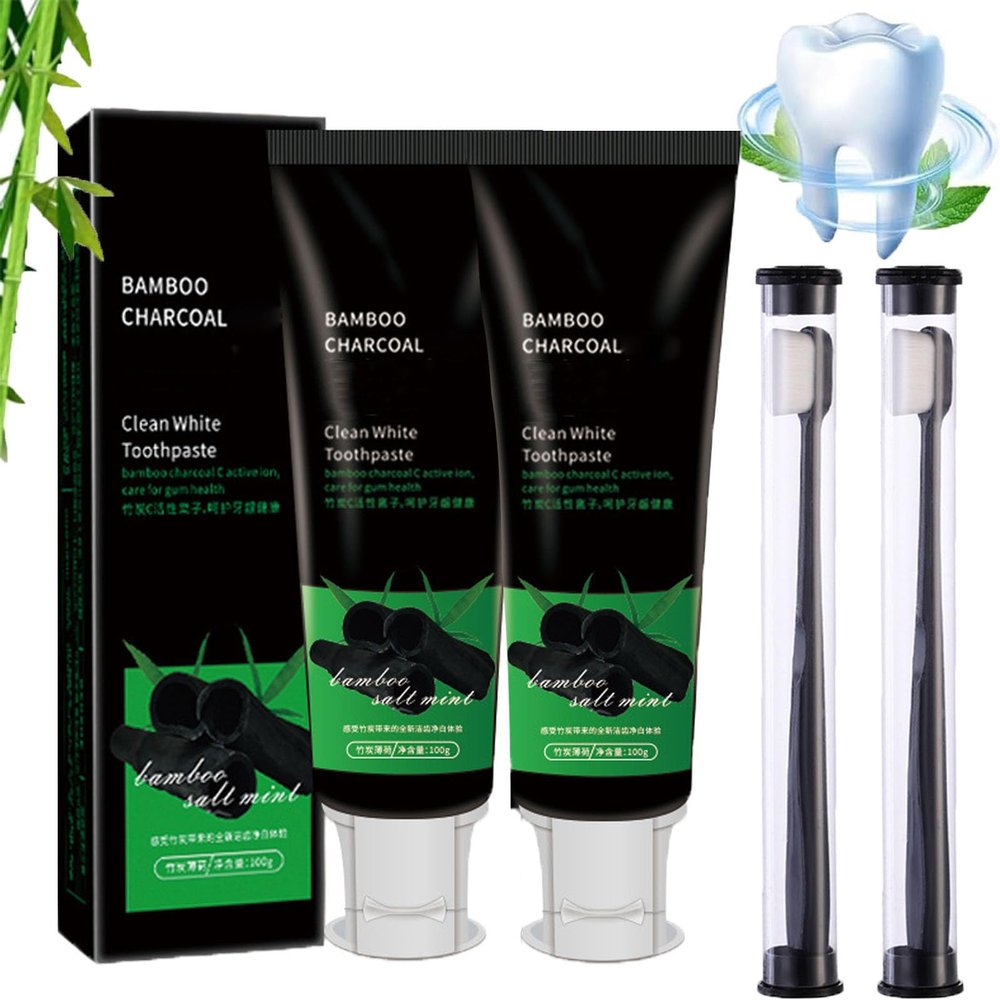 Bamboo Charcoal Clean White Toothpaste,Activated Bamboo Charcoal Toothpaste,Bamboo Charcoal Teeth Whitening Toothpaste,Bamboo Charcoal Mint Toothpaste,Clean Whitening (2PCS)