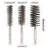 BUXIMN 6 Pcs Bore Brush for Drill, 1/4" Hex Shank Stainless Steel Twisted Wire Brush for Drill, Bristle Round Wire Brush with Different Sizes, Tube Pipe Cleaner for Rust (Diameter 12,19,25mm) view 2