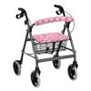 Rnyleeg Rollator Walker Accessories for Ladies Cute Pink Strawberry Daisy Floral Print Rollator Walker Seat and Backrest Rollbar Covers view 1