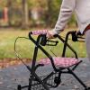 Rnyleeg Rollator Walker Accessories for Ladies Cute Pink Strawberry Daisy Floral Print Rollator Walker Seat and Backrest Rollbar Covers view 4