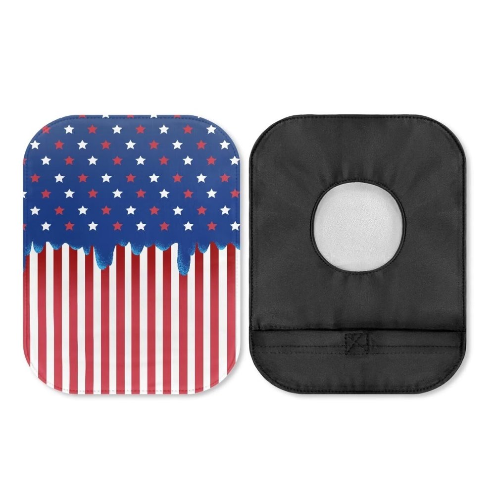 SUITOSEFLY American Flag Print Ostomy Bag Pouch Covers Colostomy Bag Cover for Women Men with Round Opening Care Protector Lightweight Ileostomy Bag Covers Reusable Stretch Ostomy Wrap Odor Control