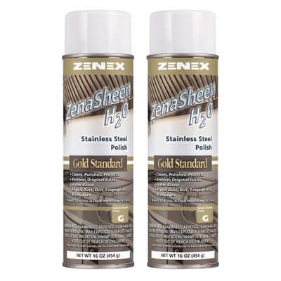 Zenex ZenaSheen H20 Stainless Steel Polish - Professional-grade Water-based Metal Cleaner, Polish & Protectant | Remove Grime & Restore Shine | Stainless Steel, Chrome, Brass & More | 16 oz (2 Pack)