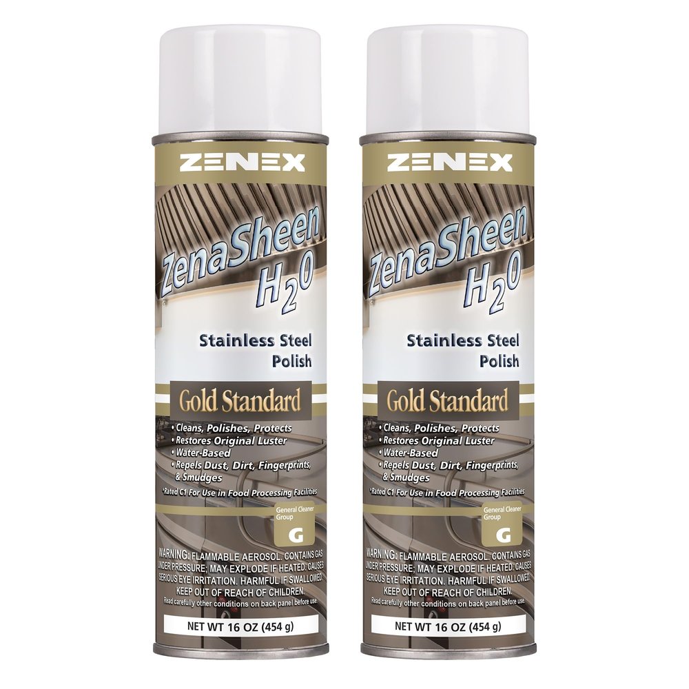 Zenex ZenaSheen H20 Stainless Steel Polish - Professional-grade Water-based Metal Cleaner, Polish & Protectant | Remove Grime & Restore Shine | Stainless Steel, Chrome, Brass & More | 16 oz (2 Pack)