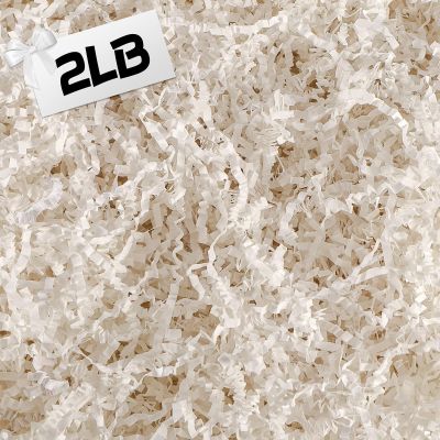 2 LB White Crinkle Paper Filler Crinkle Cut Shred for Gift Baskets, Shredded Paper Filler for Gift Wrapping Box Stuffing Filling Holiday Packaging Birthday Christmas (White)