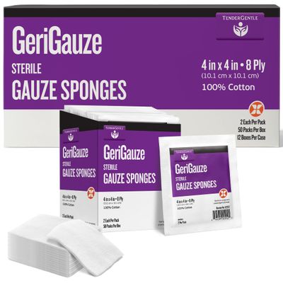 4x4 Woven Gauze Sponges, Sterile, 8-ply - 600 Packs, 2 per Pack (1200 Total) for Medical Facilities, Wound Care, and First Aid