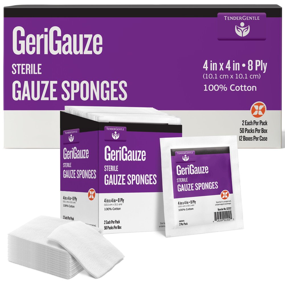 4x4 Woven Gauze Sponges, Sterile, 8-ply - 600 Packs, 2 per Pack (1200 Total) for Medical Facilities, Wound Care, and First Aid