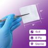 4x4 Woven Gauze Sponges, Sterile, 8-ply - 600 Packs, 2 per Pack (1200 Total) for Medical Facilities, Wound Care, and First Aid view 2