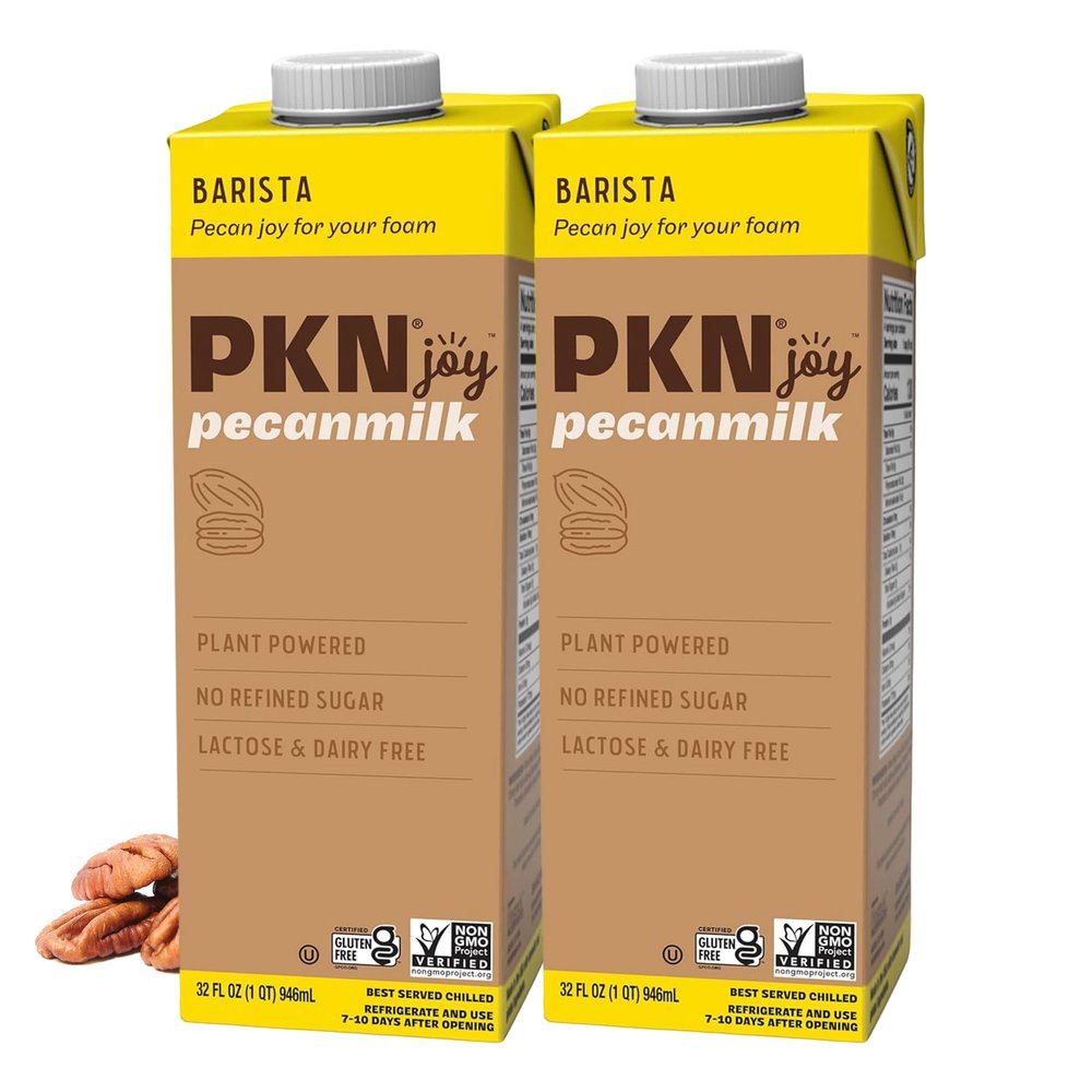 PKN Plant-Based Pecan Milk Barista Style - 32 Fl Oz (Pack of 2) - Dairy & Gluten Free, Vegan, Non-GMO Milk for Coffee, Cereal & Everyday Use - Clean Ingredients Nut Milk