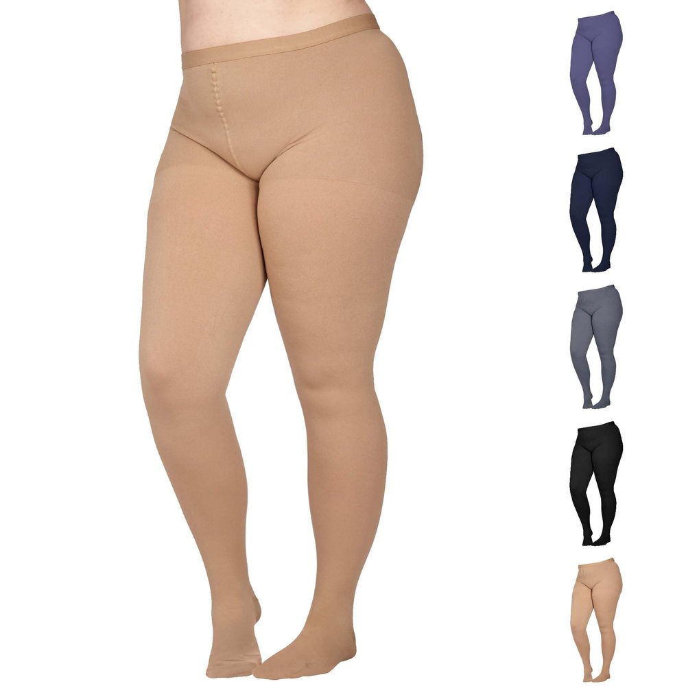 Plus Size Compression Pantyhose for Women 20-30mmHg - Opaque Graduated Compression Hose for Lymphedema, Leg Pain, Swelling, Edema, Post Surgery - Beige, 3X-Large - A204BE6