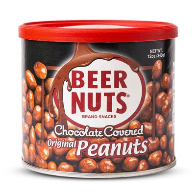Beer Nuts Chocolate Covered Original Peanuts, Gluten Free, Kosher, Low Sodium, Made In The USA, Perfect for Holidays or Parties, Serious Snacking Since 1953 (12oz, Chocolate Covered Peanuts)