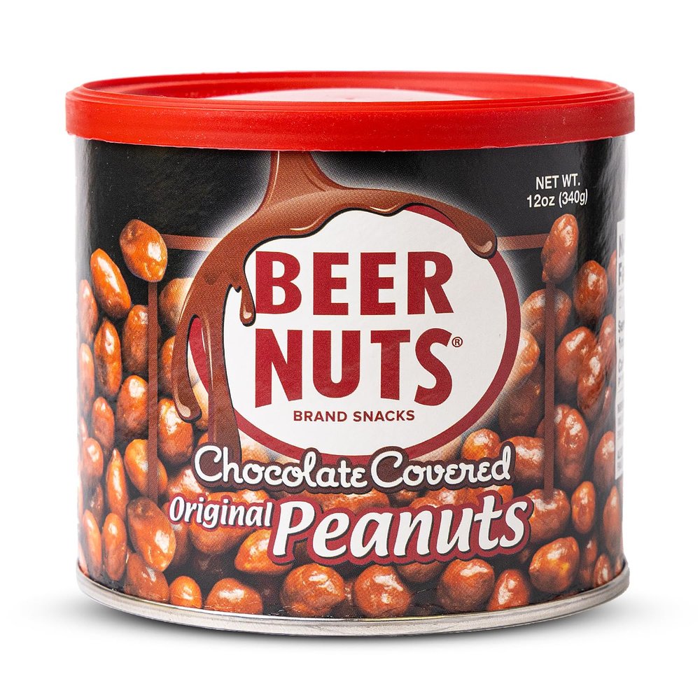Beer Nuts Chocolate Covered Original Peanuts, Gluten Free, Kosher, Low Sodium, Made In The USA, Perfect for Holidays or Parties, Serious Snacking Since 1953 (12oz, Chocolate Covered Peanuts)