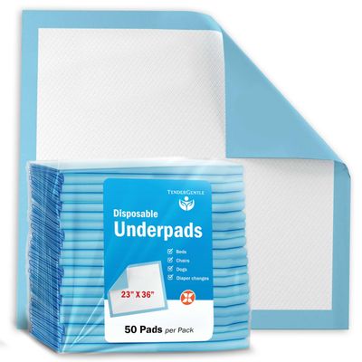 Incontinence Bed Pads Disposable for Adults - 23x36 Disposable Underpads - 50 Pee Pads per Pack