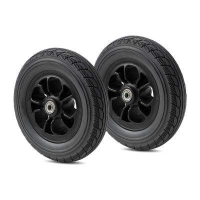 Set of 2 Wheelchair Front Wheels Replacement 8 Inch, 200 45-110 Polyurethane Wheels with Metal Bearing, Solid Spare Tire