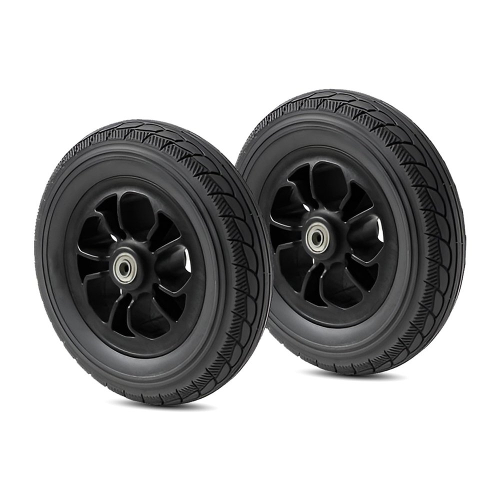Set of 2 Wheelchair Front Wheels Replacement 8 Inch, 200 45-110 Polyurethane Wheels with Metal Bearing, Solid Spare Tire