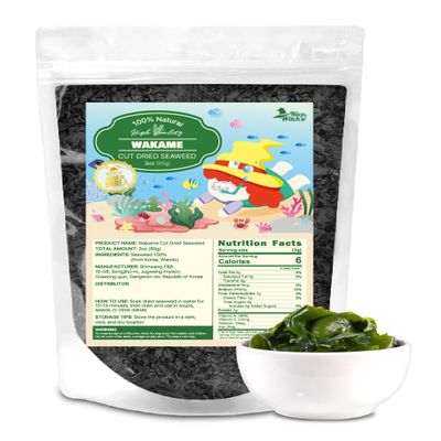 NICE WITCH'S Korean 100% Pure Dried Cut Seaweed 85g / 3oz - Baby Seaweed Flakes, Wakame, Miyeok, 