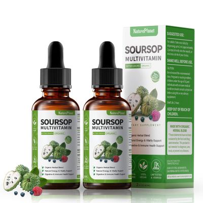 Guanbana Soursop Bitters Liquid Drops with Vitamin C, D3, B6, Soursop Fruit & Leaf Extract + 10 Bitters Botanicals for Immune Support Digestive Health Antioxidant BoostNon-GMO Vegan 120mL/4 Fl Oz
