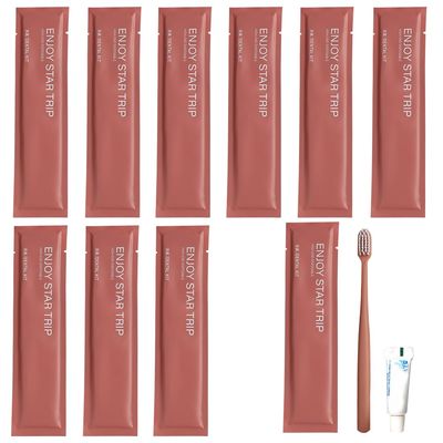 10Pcs Individually Wrapped Disposable Toothbrushes with Toothpaste,Ensure Clean and Hygienic,Soft Bristles Tooth brushes for Dental Care, Travel Toothbrush for Home Hotel Travel (Orange, One Size)