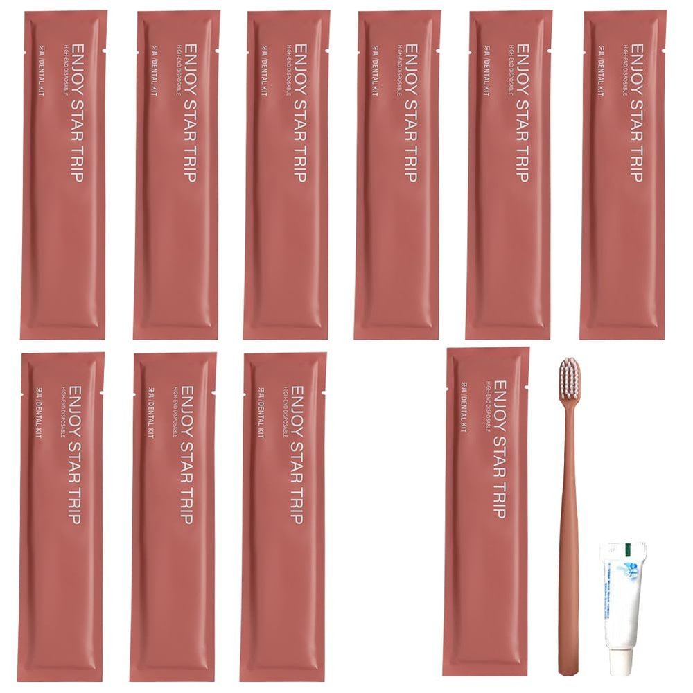 10Pcs Individually Wrapped Disposable Toothbrushes with Toothpaste,Ensure Clean and Hygienic,Soft Bristles Tooth brushes for Dental Care, Travel Toothbrush for Home Hotel Travel (Orange, One Size)