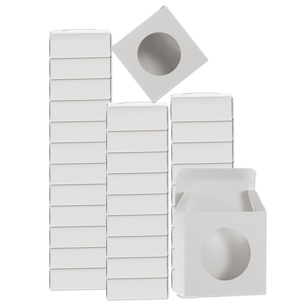 uxcell 32Pcs Soap Packaging Boxes 3x3x1.2 Inch Kraft Soap Box Mini Soap Present Treat Gift Box for Bakery Candy Packaging Jewelry Display (White)