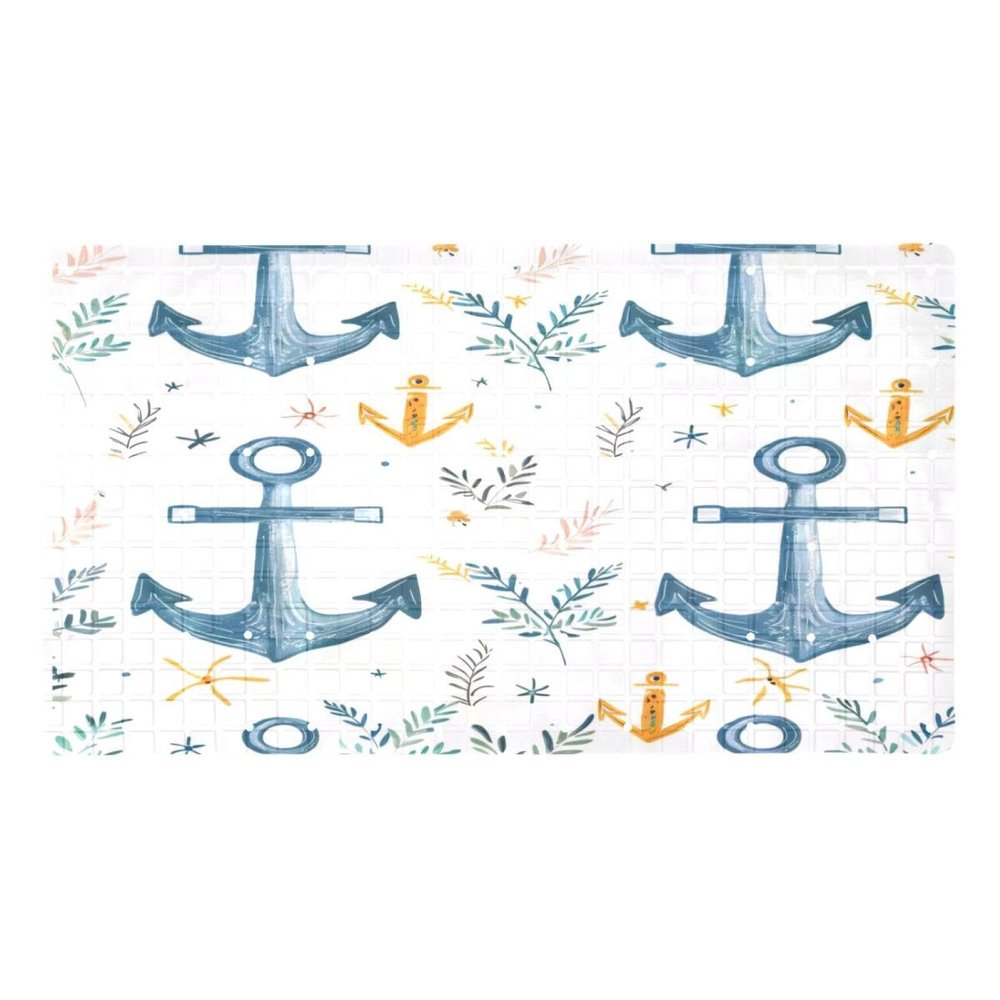 Non Slip Bathtub Mat Anchor and Plant Bathroom Shower Tub Mats with Suction Cups and Drain Holes for Kids and Adults 15.7x27.9 in