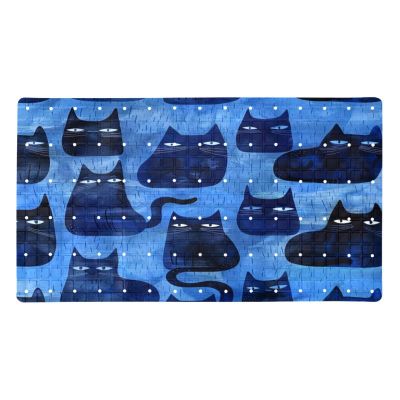 Non Slip Bathtub Mat Night Cats Bathroom Shower Tub Mats with Suction Cups and Drain Holes for Kids and Adults 15.7x27.9 in
