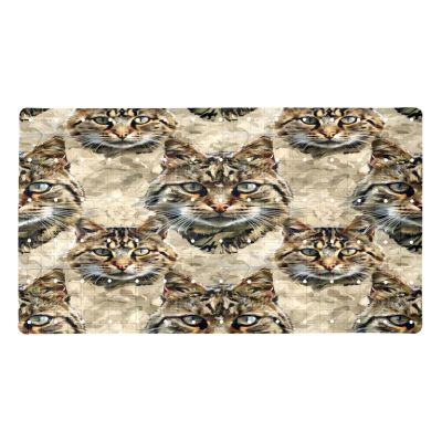 Non Slip Bathtub Mat European Wildcat Head Print Bathroom Shower Tub Mats with Suction Cups and Drain Holes for Kids and Adults 15.7x27.9 in