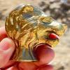 Golden Handmade Lion Shaped Brass Walking Stick Handle Antique Victorian Cane Head Brass Walking Cane Handle view 2