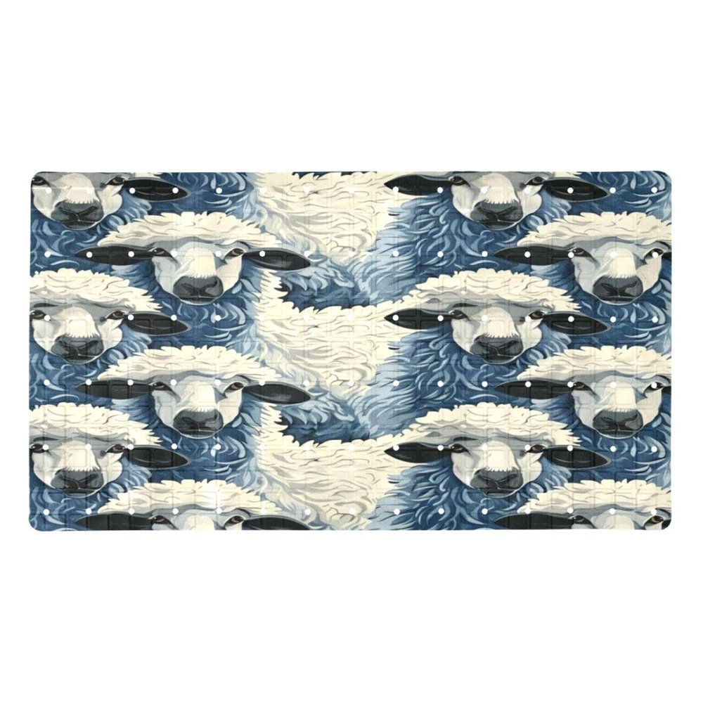 Non Slip Bathtub Mat Retro Sheep Pattern Bathroom Shower Tub Mats with Suction Cups and Drain Holes for Kids and Adults 15.7x27.9 in