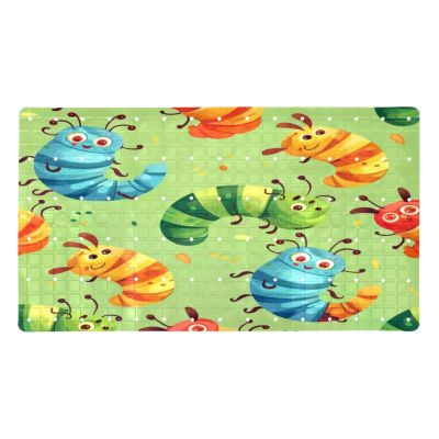 Non Slip Bathtub Mat Cartoon Caterpillar Bathroom Shower Tub Mats with Suction Cups and Drain Holes for Kids and Adults 15.7x27.9 in