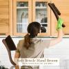 1 Pieces Woooden Hand Whisk Broom Dust Brush with Curved Wood Handle Soft Bristle Bench Brush Household Cleaning Brush for Counter Bed Sofa Car Fireplace Clothes (Coffee-Carved Handle) view 2