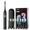YUNCHI Electric Toothbrush for Adults and Kids, Rechargeable Sonic Electric Tooth Brush with 8 Brush Heads, 90 Days, 5 Models & 2 Minutes Smart Timer, Travel Case, 44000 VPM Motor, Black view 1